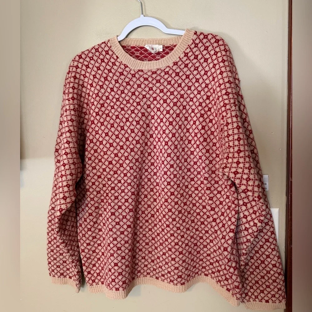 J. Crew Vintage Oarsman Geometric Patterned Wool Crewneck Sweater